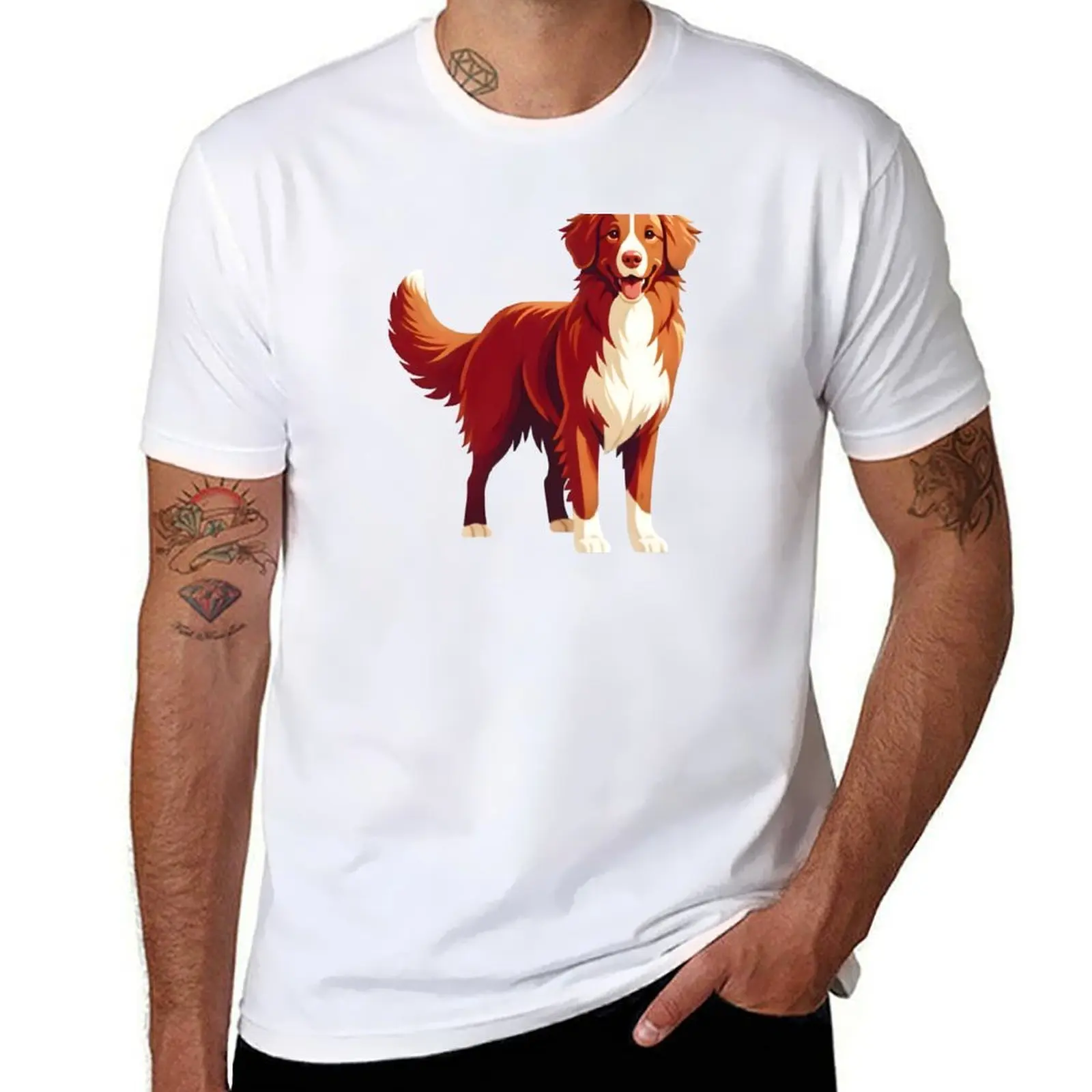

Cute Nova Scotia Duck Tolling Retriever Dog illustration T-Shirt man t shirts high quality luxury brand T-Shirt