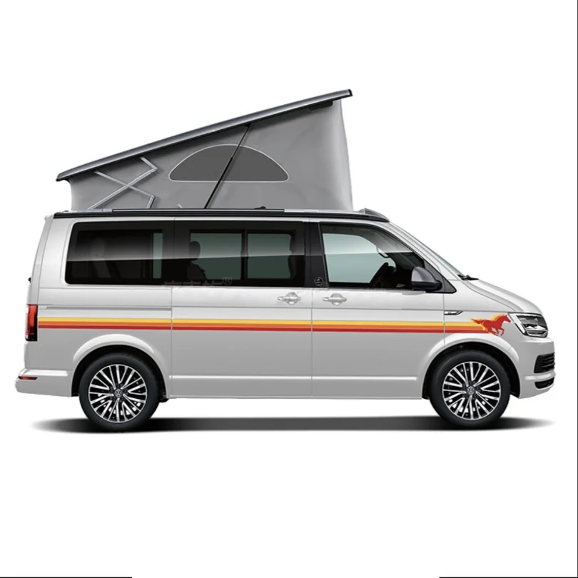 

Автомобильные наклейки с линией талии, предварительно вырезанные полосы, спортивная наклейка с изображением лошади, виниловая графика, затемняющая упаковка для VW Volkswagen CALIFORNIA T6