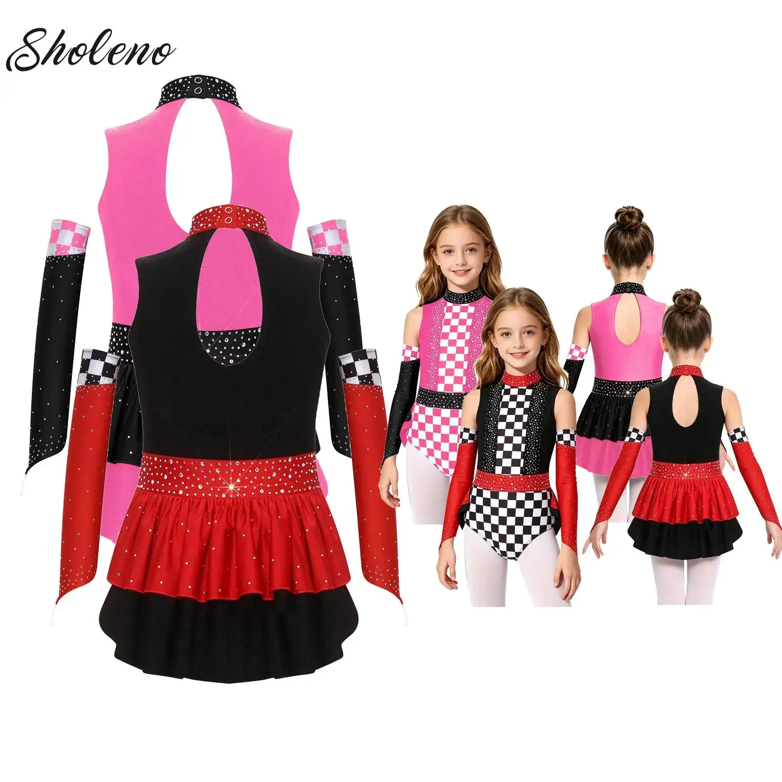 

Girls Cutout Ruffle Ballet Dance Overlay Leotard Race Car Driver Costume Kids Carnivals Halloween Dress Up Role Play Outfits