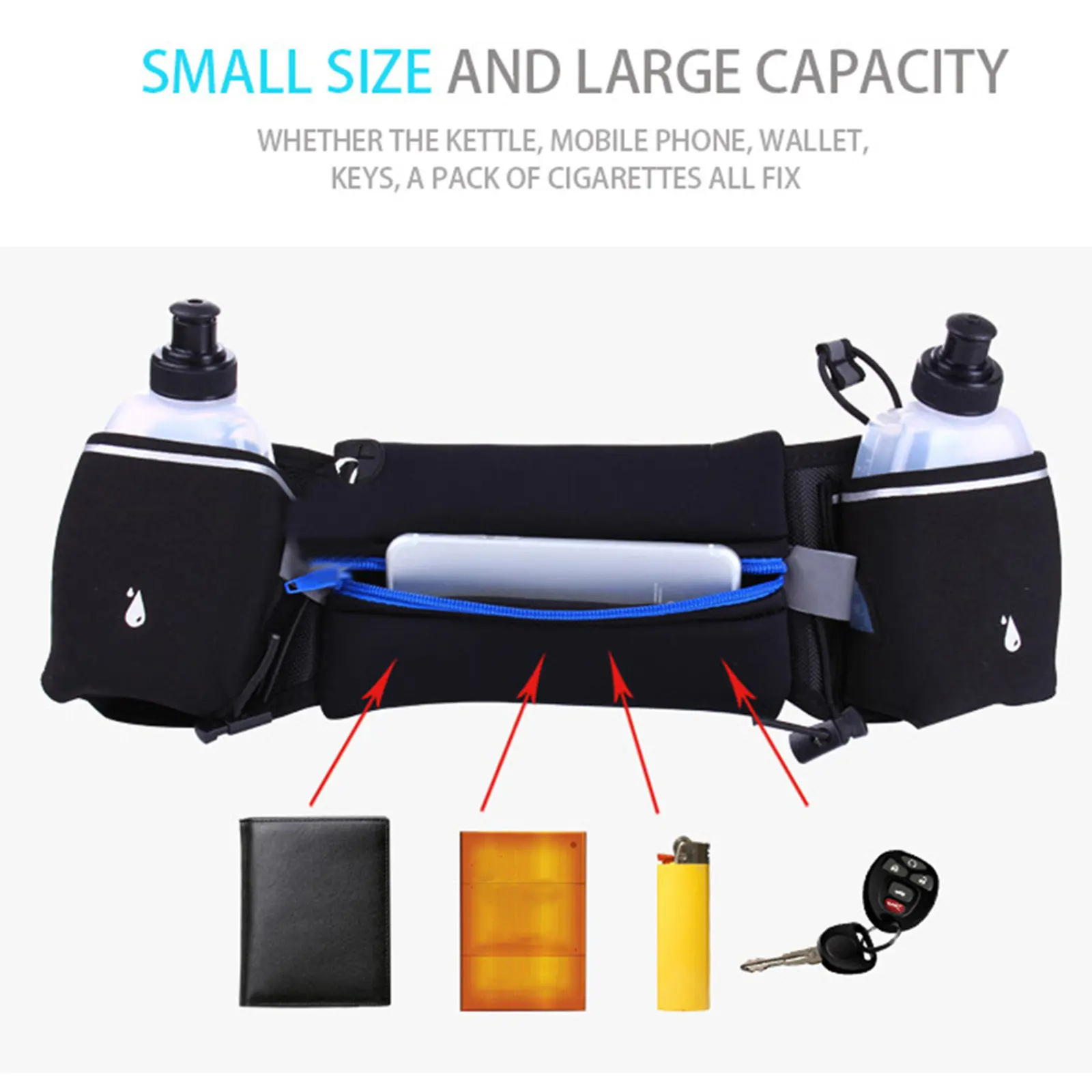 Water Resistant Running Belt Waist Pack Rose Red Fits Most 4-6 Inch Phones Elastic Straps Holder for Keys Credit Cards Outdoor