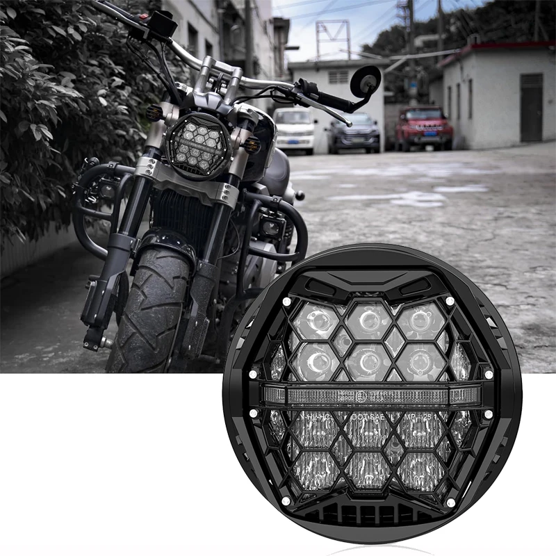 Universal 5.75 Inch LED 12V Headlight 5 3/4' LED DRL Motorcycle Headlamp For Harley Sportster Dyna Iron 883 Triumph Lamp