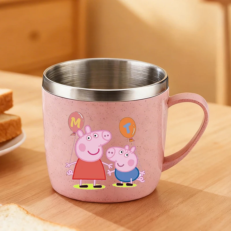 

Детская портативная бутылка для воды из нержавеющей стали с изображением Свинки Пеппы, милая, противоударная, для всей семьи, подарок на день рождения