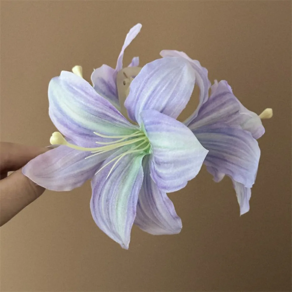 Lily Flower Grasp Clip Fresh Sweet Beach Flowers Claw Barrettes Acetic Acid Hair Clip Hair Commuter Side Hair Accessories