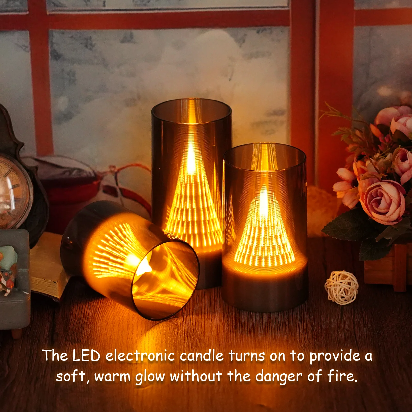 Multicolor Acrylic Flameless LED Electronic Candles Volcano Lamp Timer Dimmable Flickering for Easter Halloween Xmas New Year image 4