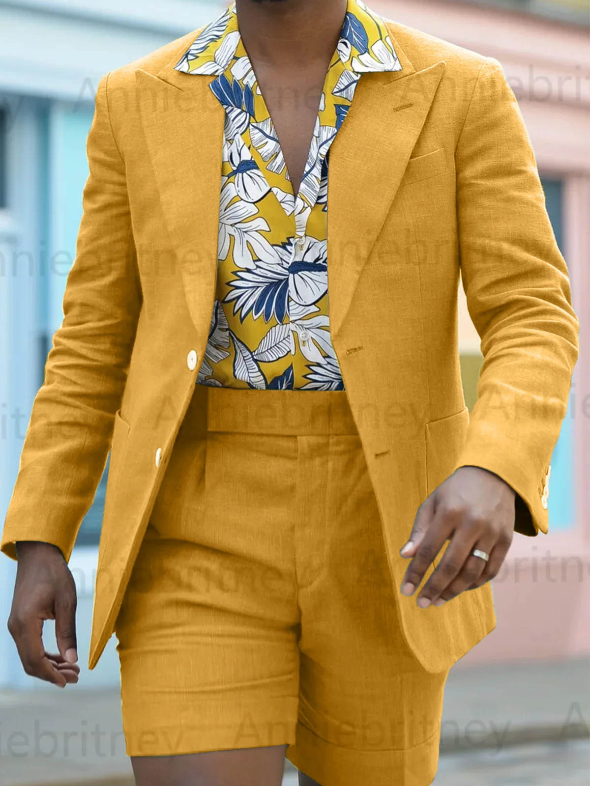 Beach Summer Linen Suit for Men Peaked Lapel Slim Fit Blazers with Shorts Breathable Casual  Costume Homme Traje De Hombre