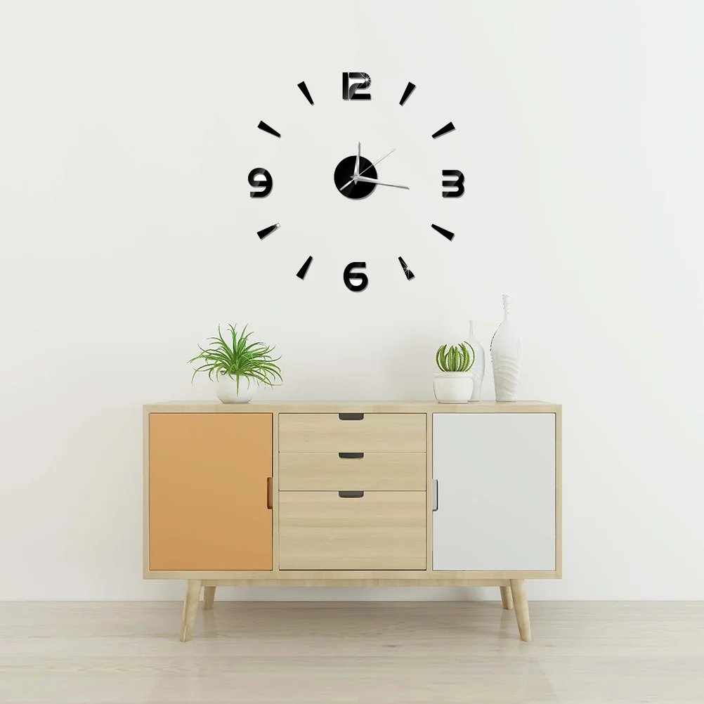 

3D DIY Wall Clock Modern Acrylic Numeral Wall Clock for Home Living Room Bedroom Decoration-Black( Not Included)