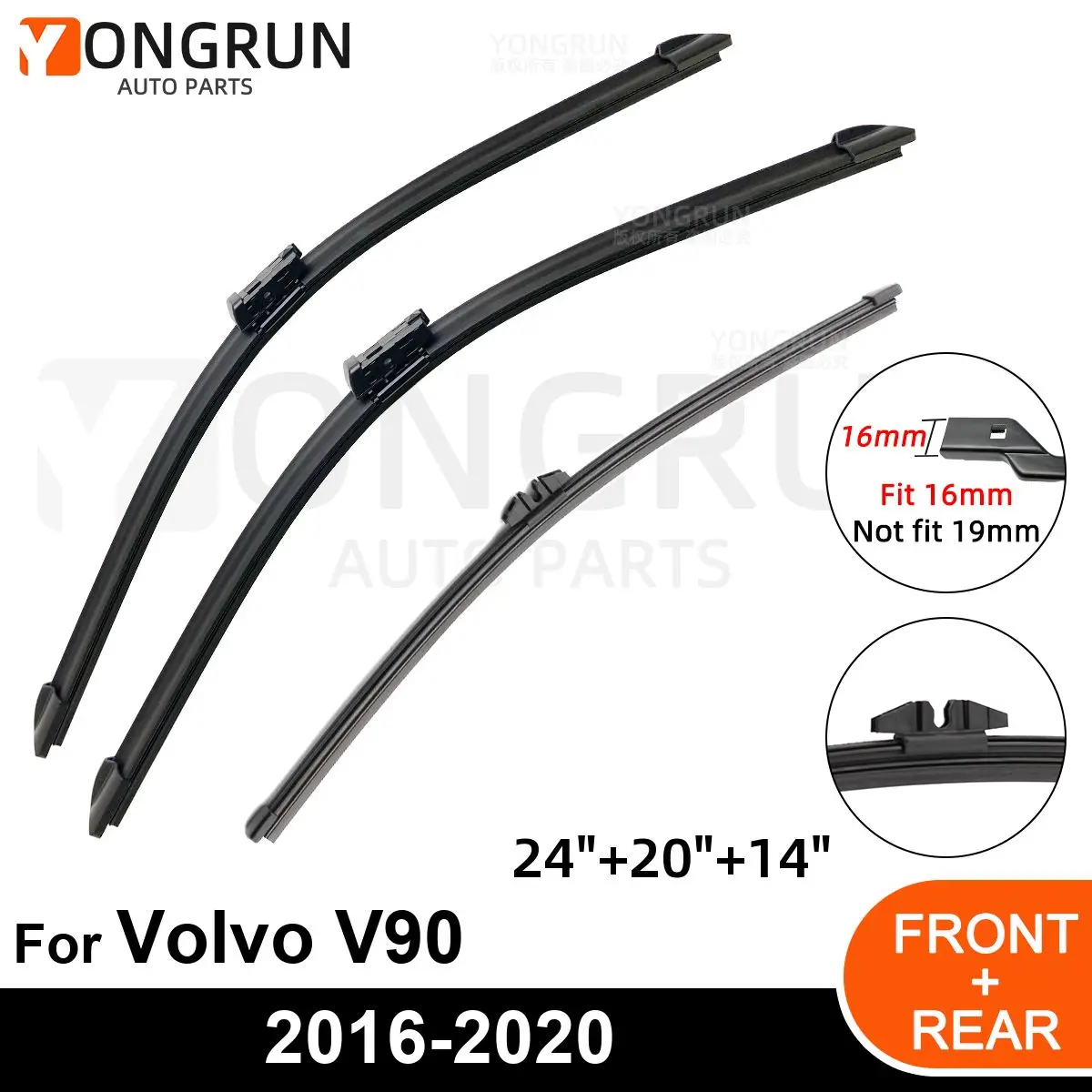 Car Windshield Windscreen Front Rear Wiper Blade Rubber Accessories For Volvo V90 24