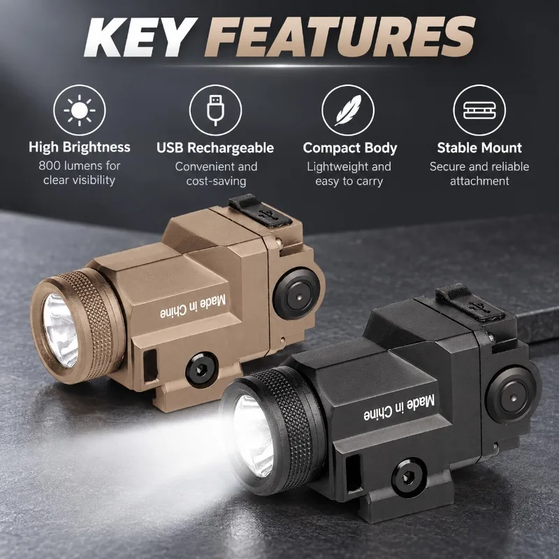 WL14 Compact Rail Mount Light Strobe Mode Portable Hobby Ornament Fitting with Dual Color Options