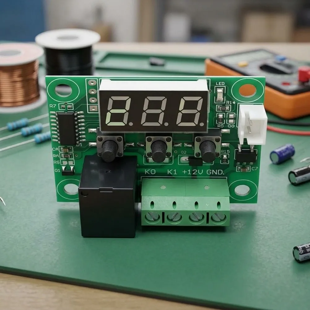 Digital Thermostat Module for W1209 Integration DC 12V Power 20A Relay Output 0. Accuracy and Adjustable Heat Cool Mode P0