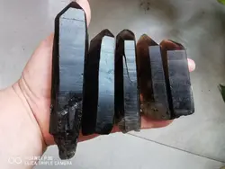 1000g True Black Smokey Tibetan Quartz Terminated Crystal Point Tibet 6 Sided with Window
