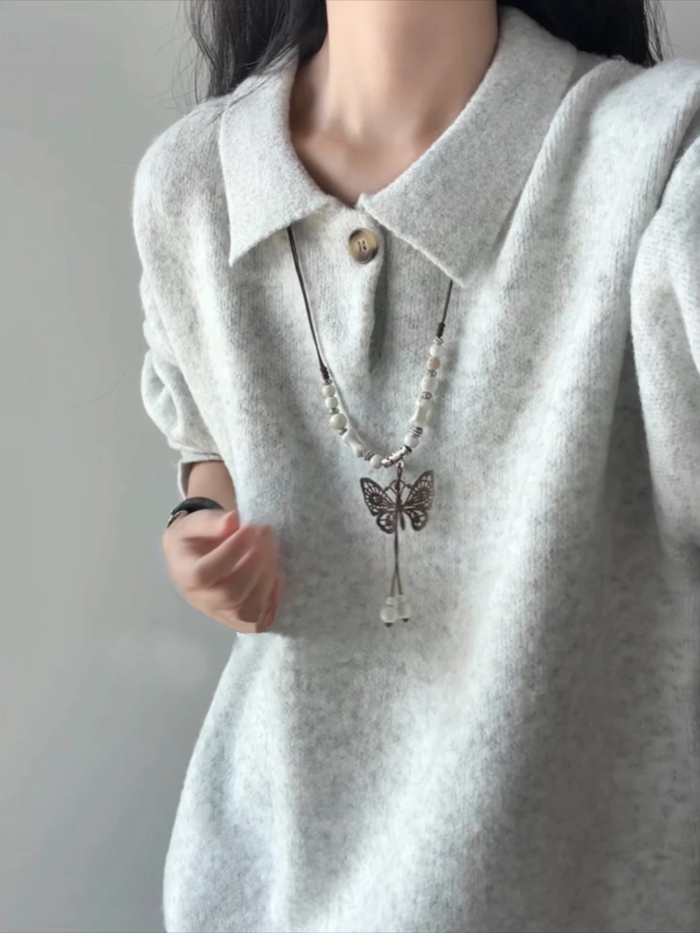 

Мужской вязаный свитер в американском ретро-стиле с отложным воротником, плотный, для осени и зимы, повседневный, с эффектом высококачественного материала, базовая модель