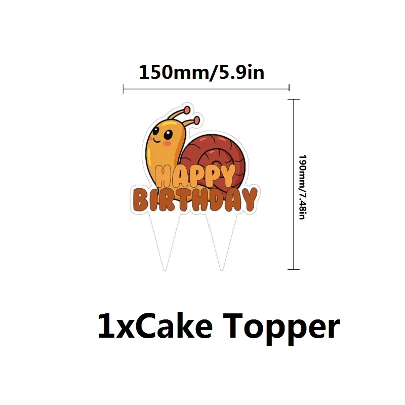 カタツムリケーキの装飾、動物のテーマ、お誕生日おめでとうバナー、カタツムリケーキのトッパー