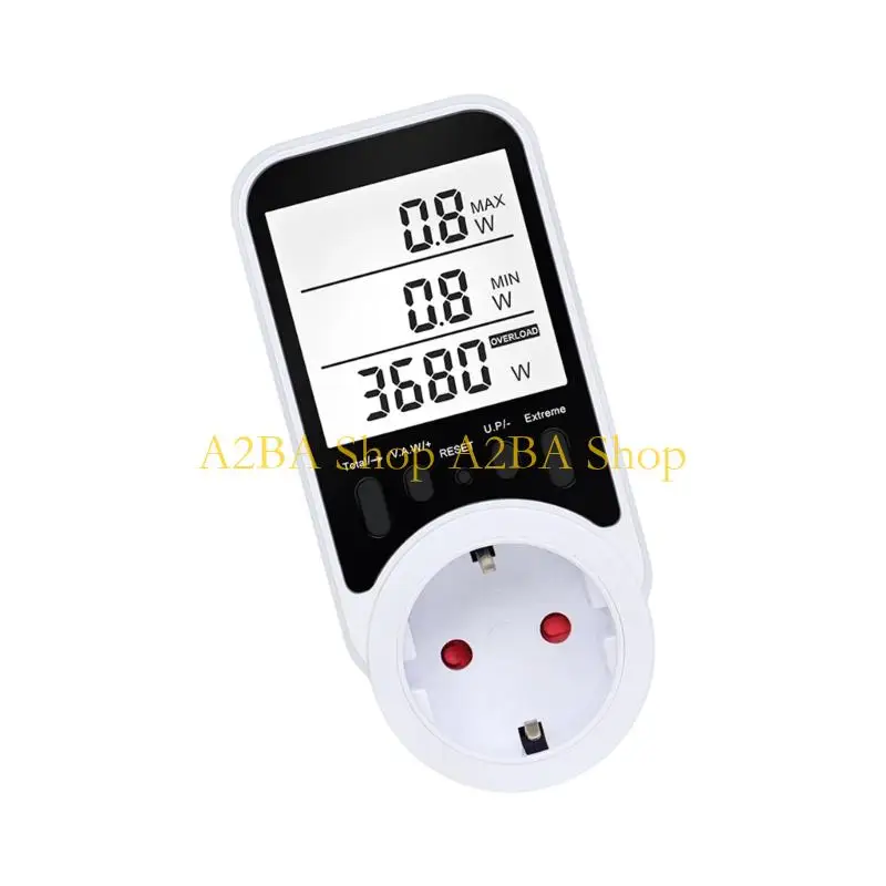 A2BA Plugs In Energy Usage Meter Real Time Electricity Cost Trackers Overloads Alerts 230V