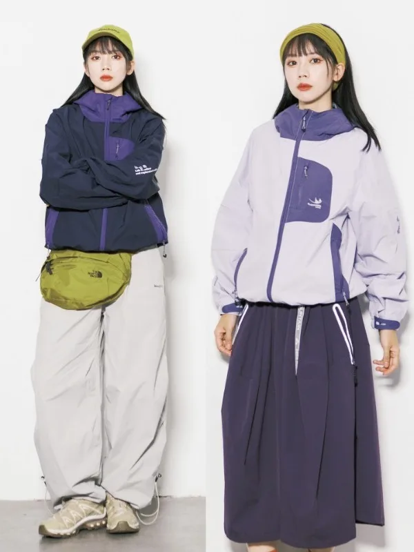 

Мужская уличная куртка свободного кроя, водонепроницаемая, с капюшоном, из полиэстера и нейлона, со светоотражающей молнией, дизайн с цветовыми блоками