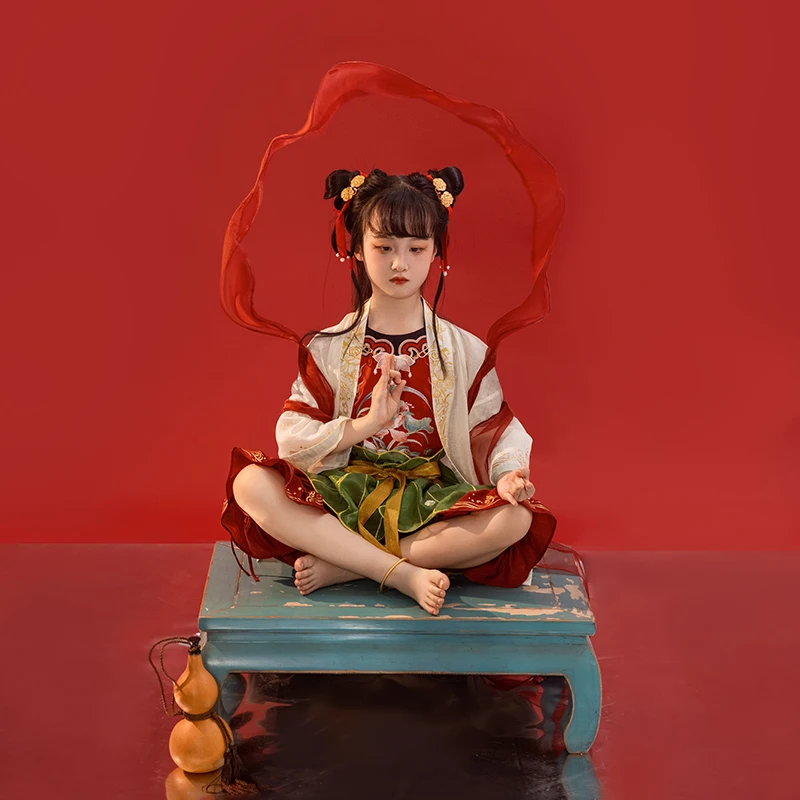 

Tongguan Hanfu Original Collar Buttoned ort irt Lantern Pants Set Zhong Nanan Summer Collection Women's Traditional Wear