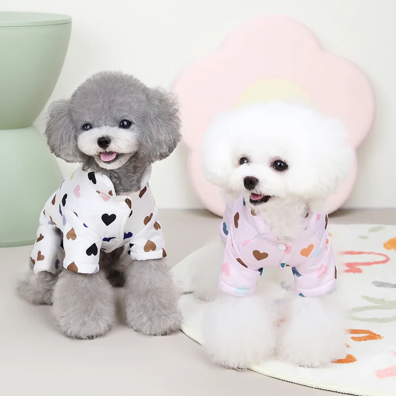 Pet Love Four Leg Coat Autumn/Winter Four Leg Jumpsuit Pet Colorful Love Dog Pajamas Teddy Schnauzer Puppy Clothes