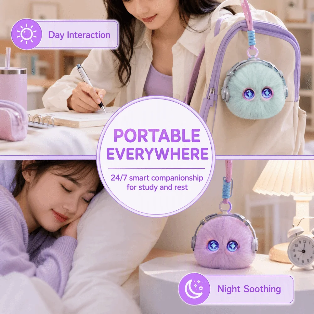 66 Languages Interactive AI Plush Companion Pendant Interactive Talking Emotional Support Plush AI Cat Keychain Desk Buddy