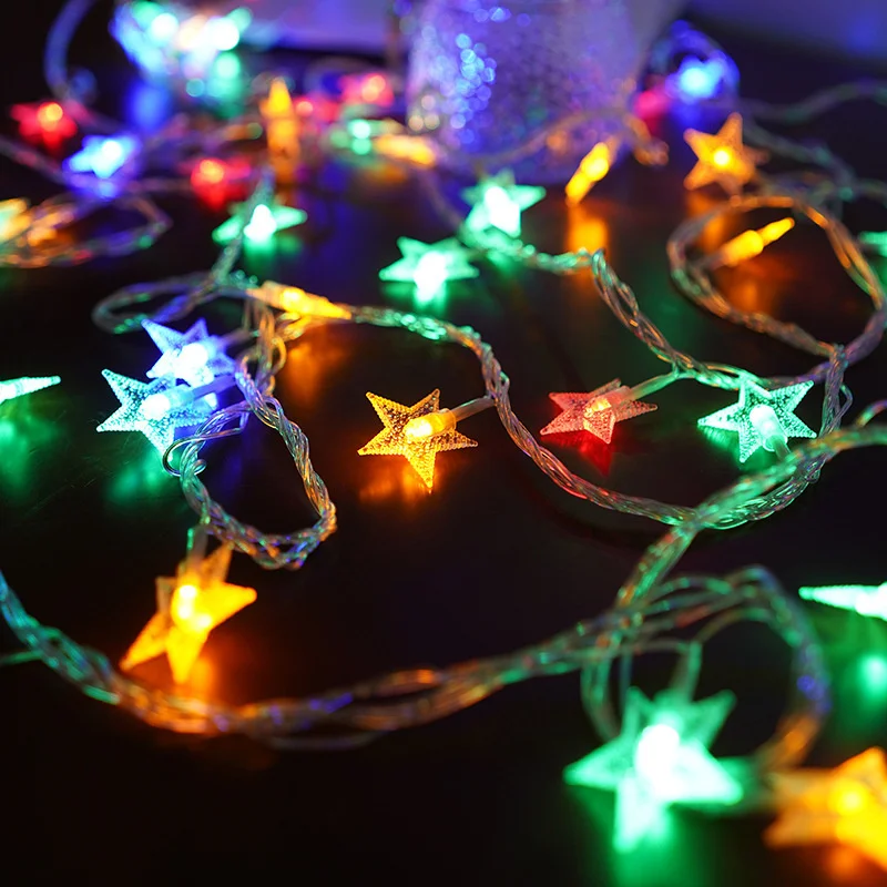 1.5m/3m/6m/10m LED Star String Lights Christmas Garland AA Battery Powered Wedding Party Curtain String Fairy Lamps For Home