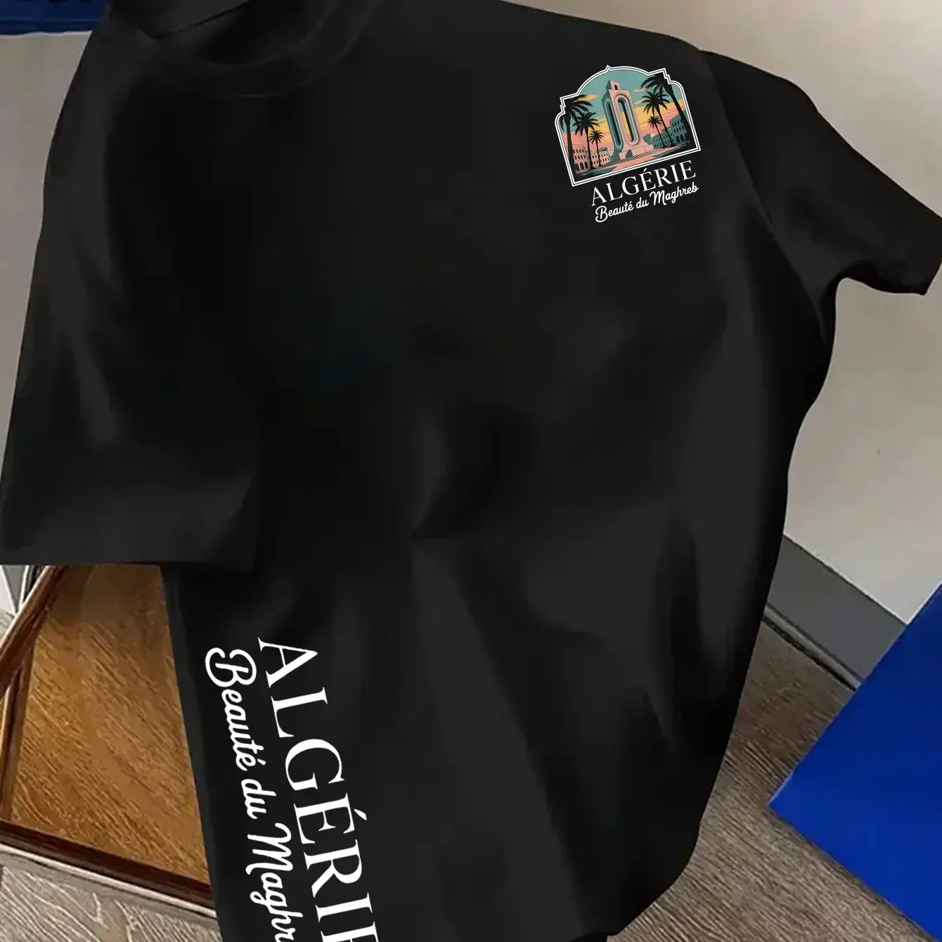 2026 Herren 100% Baumwolle Algerisches T-Shirt Einfaches Nordafrikanisches Stadtmuster Lässiger Rundhalsausschnitt Kurzarm Streetwear – Detail 6