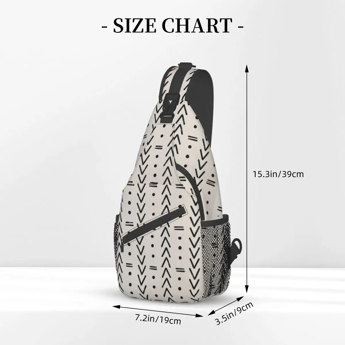 Mudcloth Formas Geométricas Pequeno Sling Bag Peito Crossbody Ombro Sling Mochila Outdoor Sports Daypacks Bohemian Bookbag