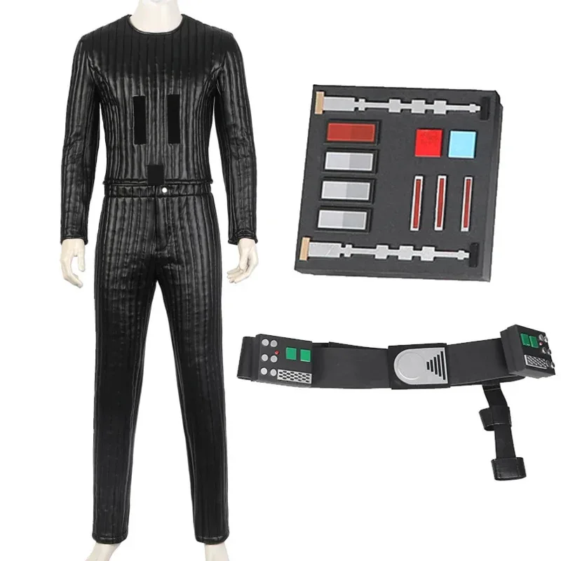 Adulto Halloween carnaval Sith Lord uniforme héroe correas de cuero de imitación debajo del traje Darth Cosplay disfraz de Vader negro con accesorios