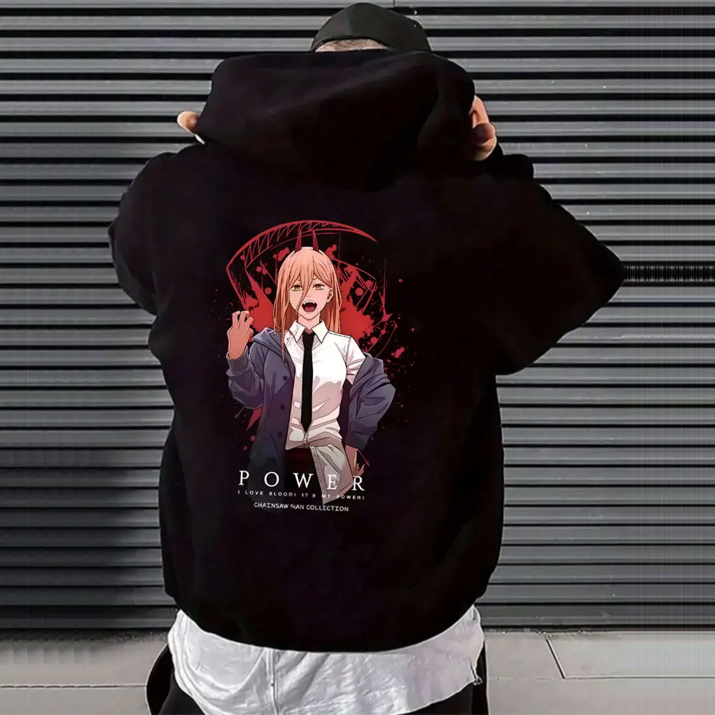 

Anime Chainsaw Man Power Graphic Hoodie Men Women Manga Cosplay Oversized Sweatshirt Unisex Casual Retro Long Sleeve Pullover