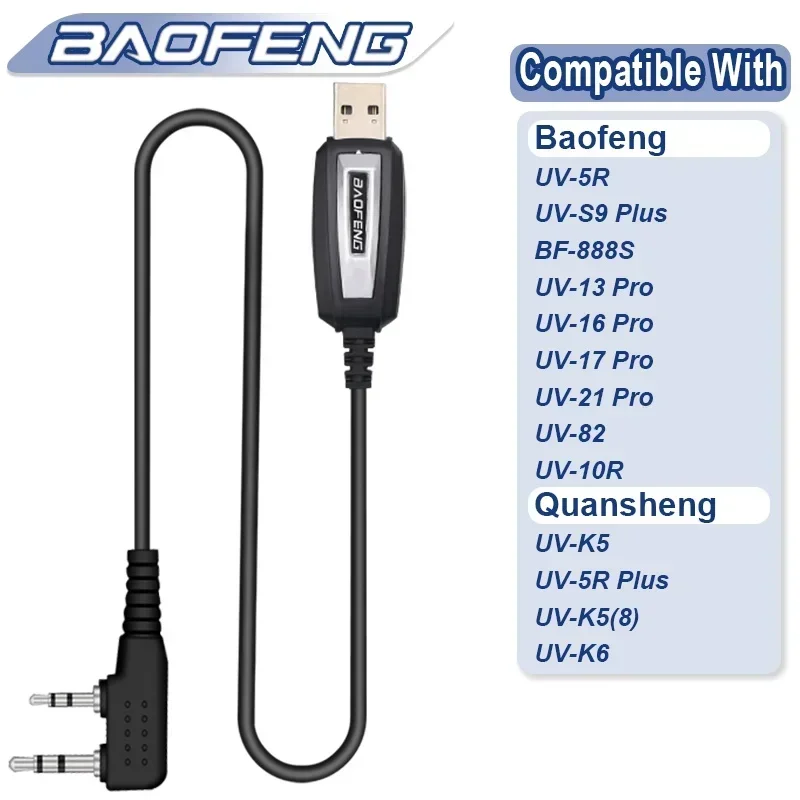 Baofeng USB Programming Cable Program Cable For Baofeng UV-5R UV-25M 5RM UV-82 Quansheng UV-K6 Retevis RT-89 Walkie Talkie Radio