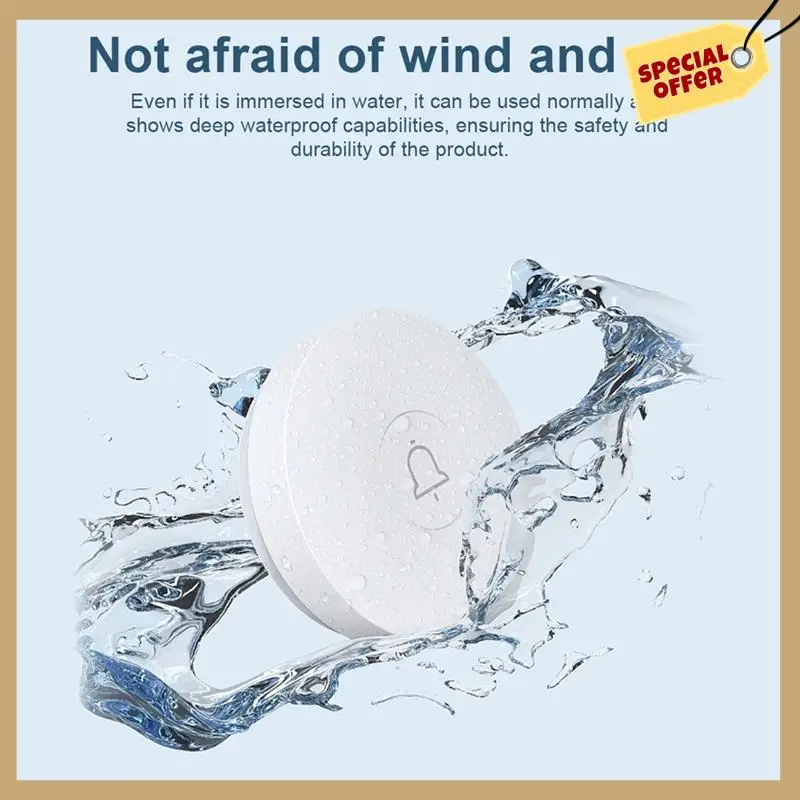 Performa Stabil-Bel Pintu Nirkabel Bertenaga Mandiri Baru Tahan Air Bel Pintu Pintar Selamat Datang Rumah 38 Nada Dering Remote 150M untuk Orang Tua