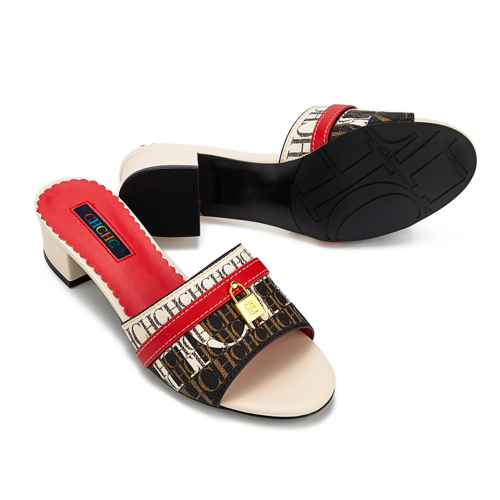 Summer 2025 Red Brown Beige Wedge Heel Sandals Retro Color Block Cross Strap Women Vacation Commute Buckle Wave Traction