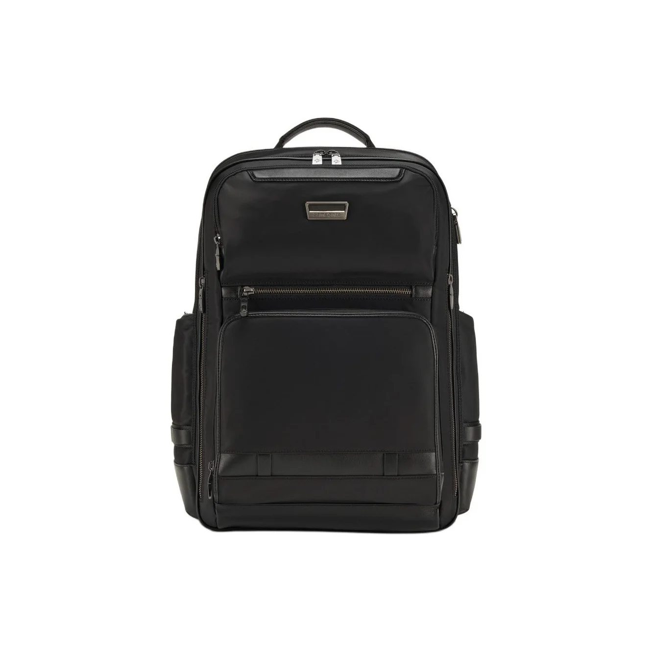Mochila SAMSONITE em tecido com couro sintético e couro bovino, grande, masculina, preta