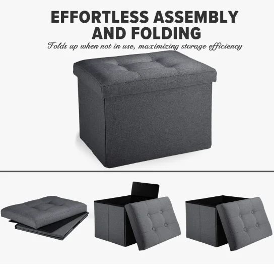 Modern Design Foldable Footstool with Cover Storage Stool for Living Room Dining Room