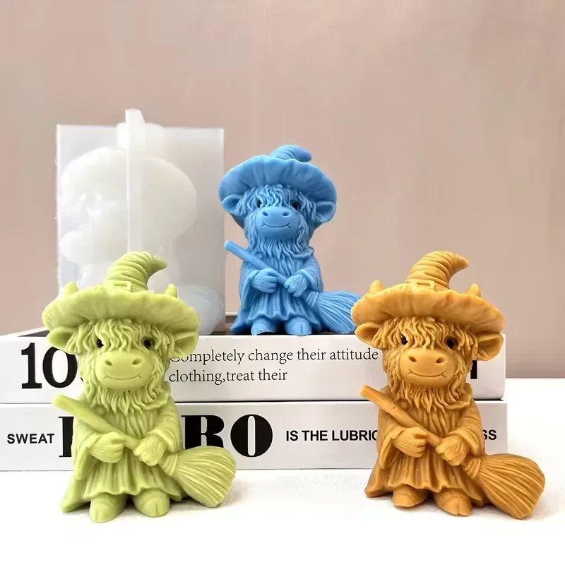 1pcs Tabletop Ornament Christmas Highland Cow Silicone mold DIY 3D Funny Decorative Cow Cute Animal Sculpture Farmhouse