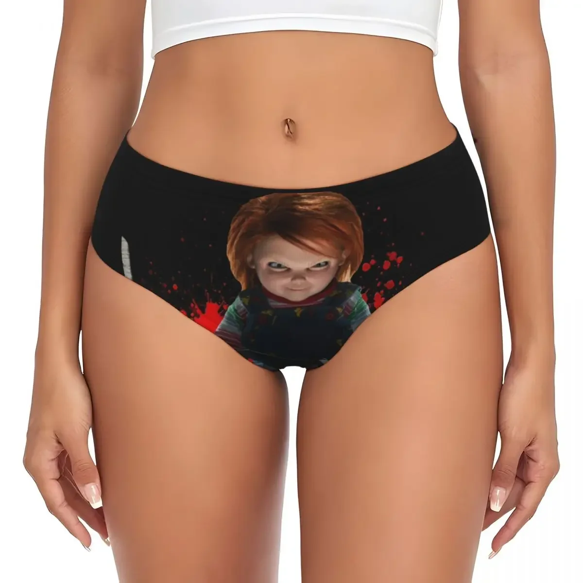 

Custom Chucky Friend Til The End Brief Panties Womens Comfort Stretch Horror Halloween Underwear