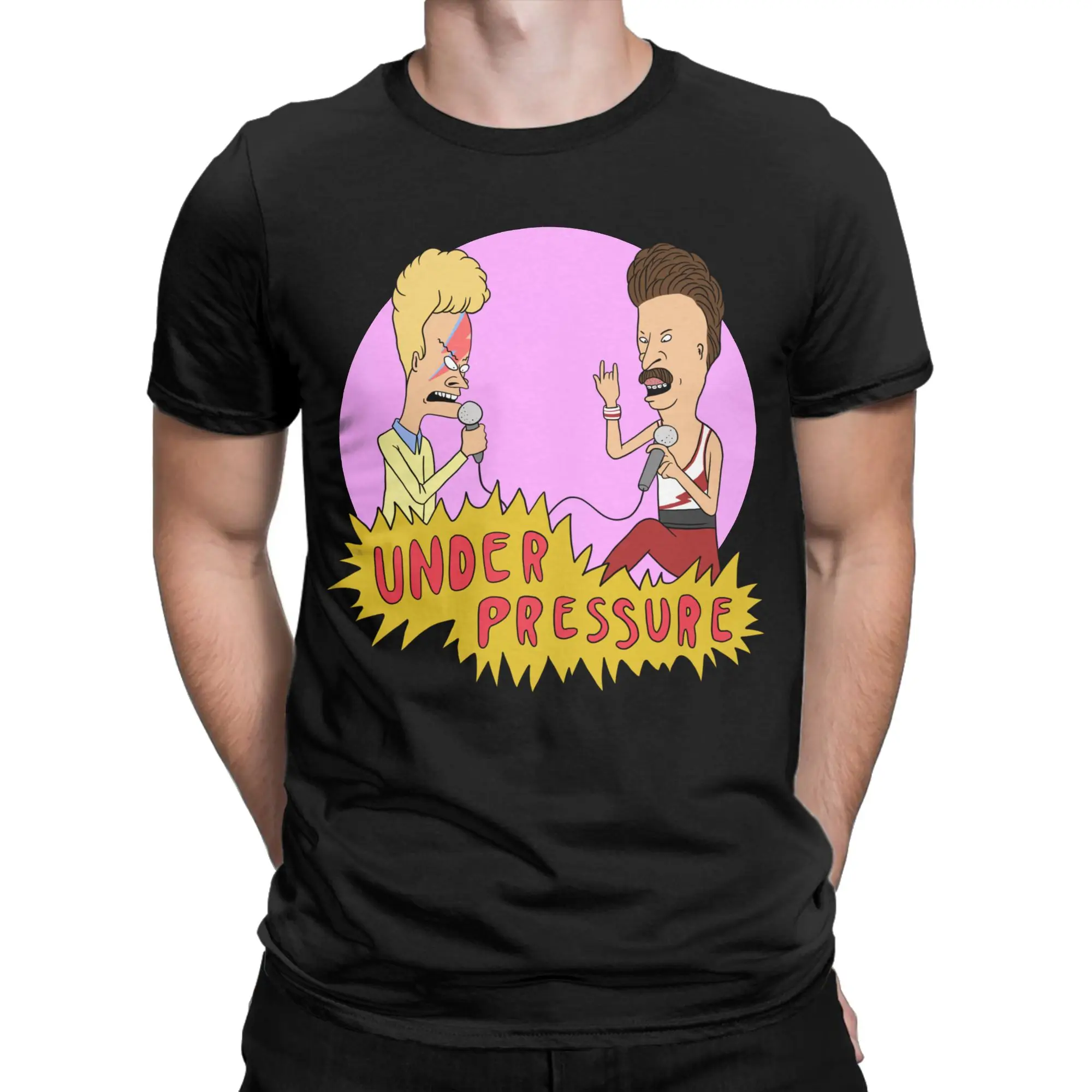 Under Pressure T-Shirts Men Women Beavis and Butthead 90s BB Funny 100% Cotton Tees Round Neck Short Sleeve T Shirt Printed Tops
