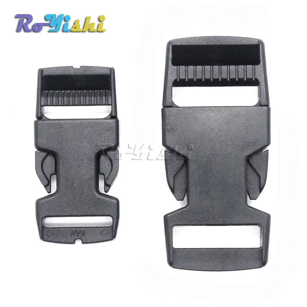 100pcs/pack Plastic Strong Side Release Buckle For Backpack Straps Travel Bags Black