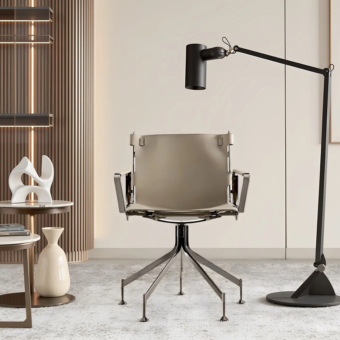 Saddle Leather Luxury Office Chair Home Study Computer Chair Personalized Industrial Style Swivel Chair