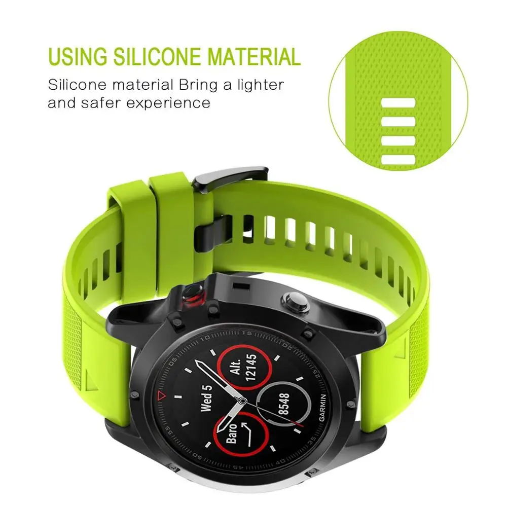 22 26mm QuickFit Silicone Bracelet Strap For Garmin Fenix 7X 7 Pro 51 47mm 6X 6Pro Solar 5 5X Plus MARQ Mk2i Mk2 Smart Watchband