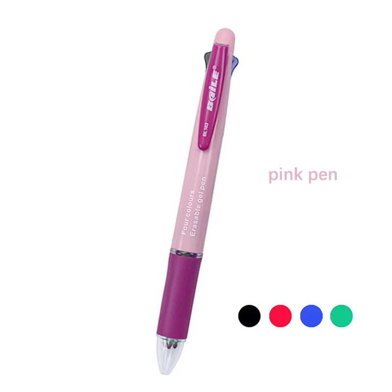 0,5 mm blauw, zwart, groen, rood 4-in-1 uitwisbare gelpen met gum, magische navullingen, soepel schrijven, school- en kantoorbenodigdheden