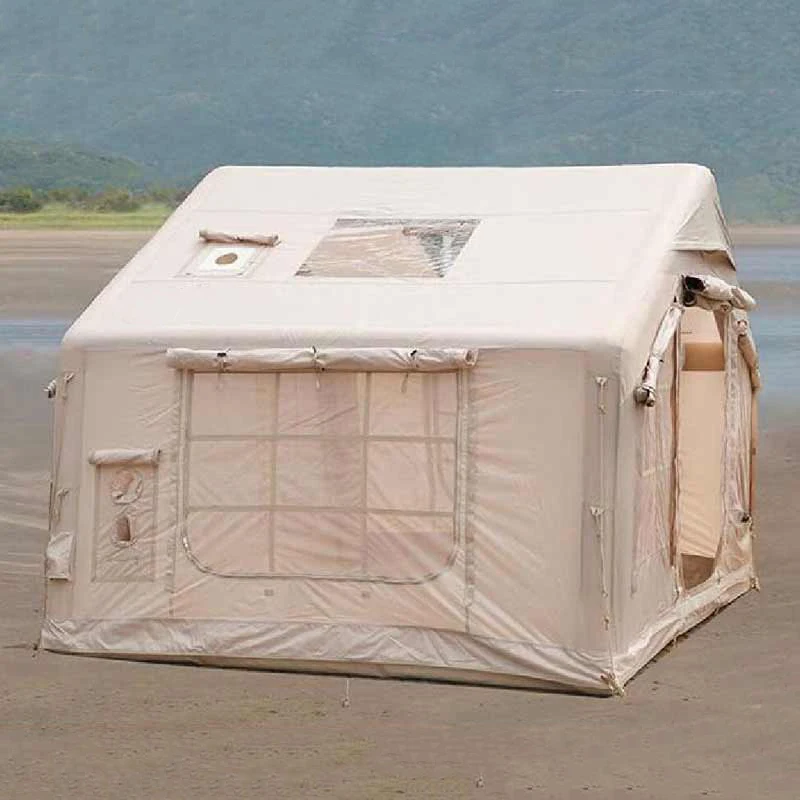 12 فاخر في الهواء الطلق غير نافذ للمطر التخييم أكسفورد النسيج المقصورة منزل خيمة هوائية قابلة للنفخ مع كوة ومنفذ موقد لحفلة الحدث