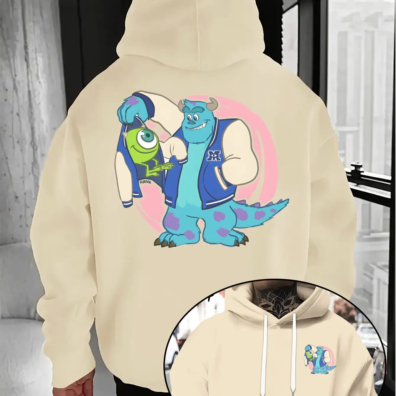 

Men's Disney Monsters University Hoodies Fashion Oversized Unisex Sweatshirts Autumn and Winter Fleece Casual Versatile