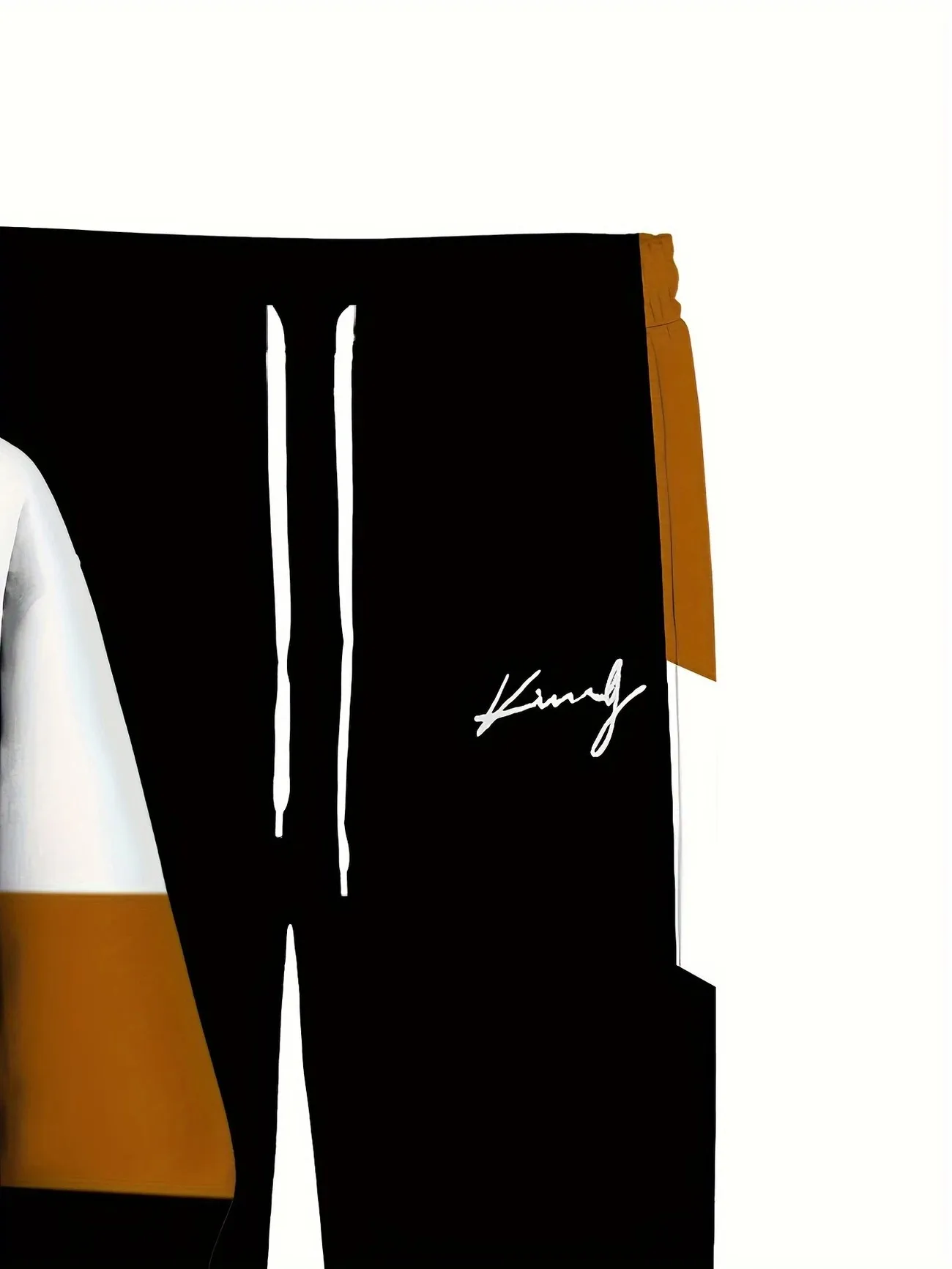 طقم سويت شيرت رجالي بأكمام طويلة وقلنسوة ومطبوع متباين مكون من قطعتين وسراويل رياضية غير رسمية مناسبة لفصل الربيع والخريف