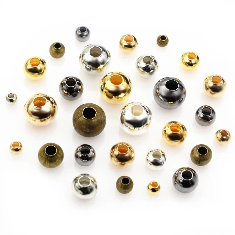 

50-500pcs/lot 2-8mm Gold Silver Color Round Spacer Beads Ball End Seed Metal Beads For DIY Jewelry Making Findings Accessories