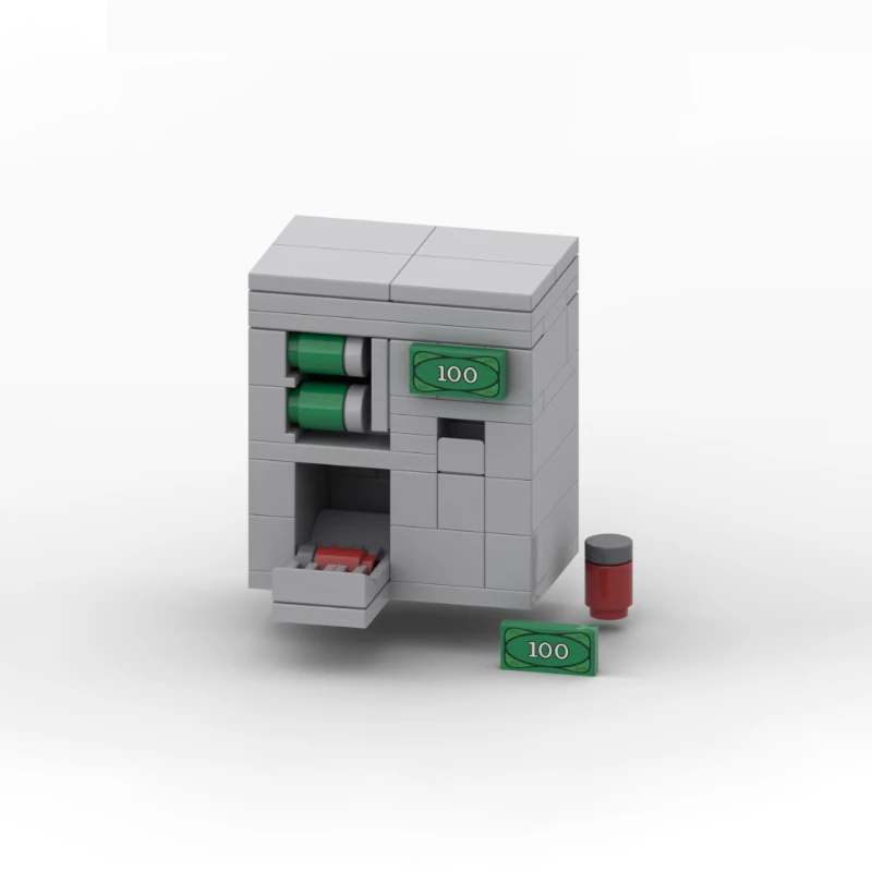 MOC City ATM Safe Building Blocks Street View Drink Beverage Machine Safe Money Strongbox Accessories DIY Bricks Christmas Gifts