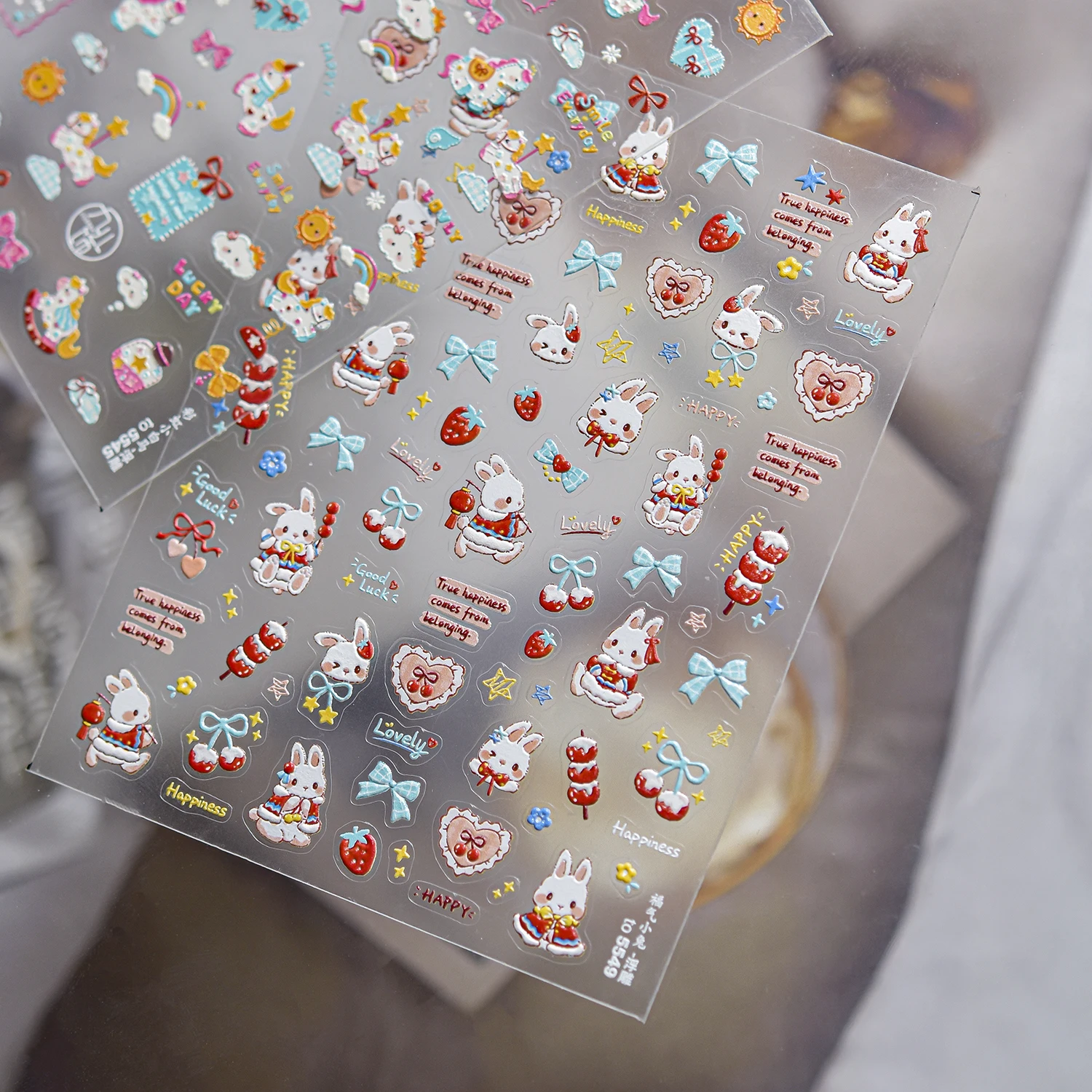 1PCS Easy-Peel Feature Rabbit Nail Stickers Cartoon Animals Motif Nail Art Decor Whimsical Storybook Aesthetic Style Stickers