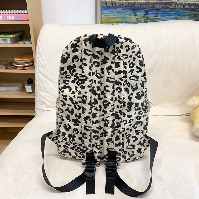 Street Style Leopard Print Backpack Lightweight Casual Travel Women's Bag Commuter Travel Bag Dual Shoulder Bag Summer 2026