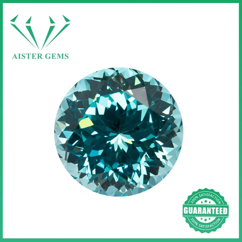 

New Lab Grown Paraiba Gemstone Round Cut Neon Blue Synthetic Tourmaline Loose Precious Stones with AGL Certificate