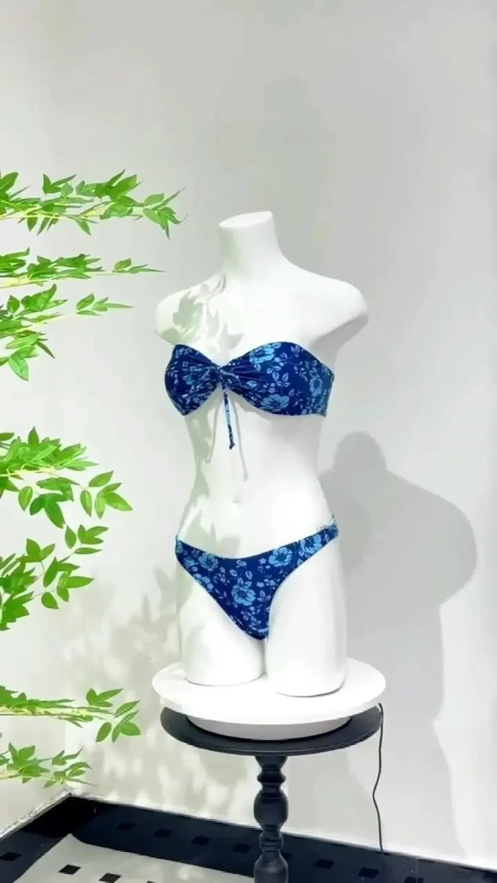 2025 maiô feminino sexy biquíni banho floral impressão separada mulher maiôs nó conjunto de duas peças cross-border banho biquíni