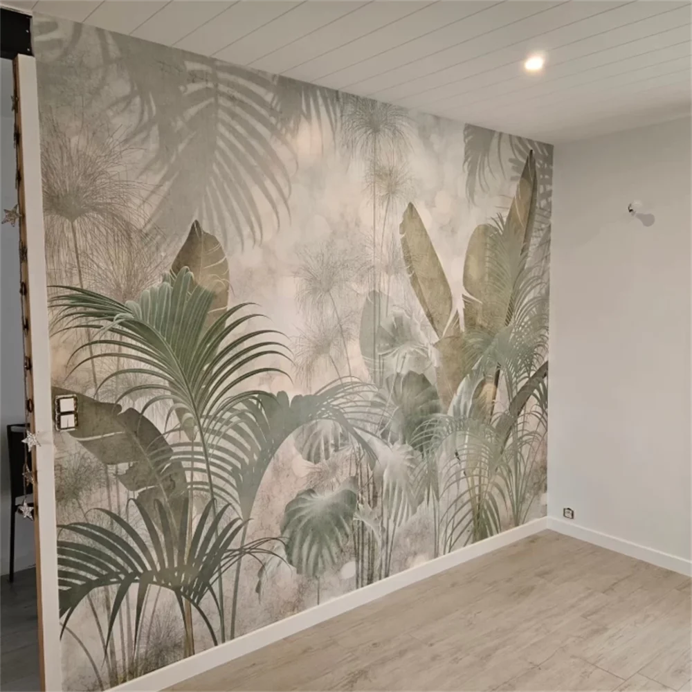 Custom Southeast Asian tropical wallpaper for living room TV background decorative background wall paper green plant wall cloth