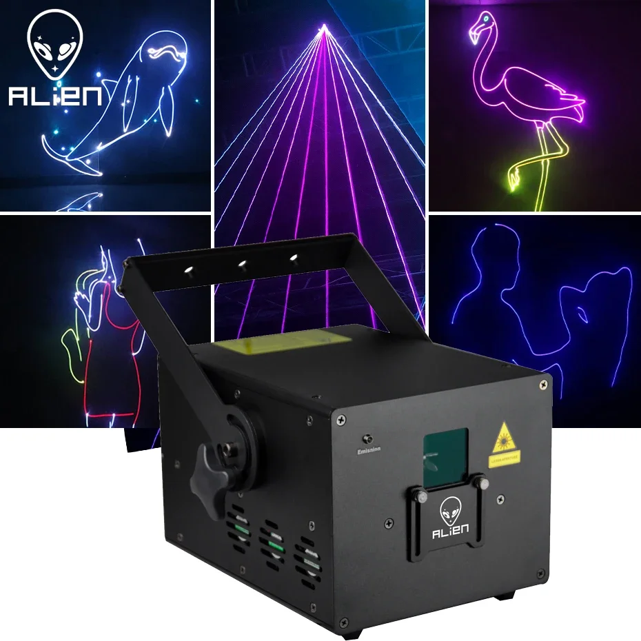 

ALIEN 5W 8W RGB Animation Beam Scanner ILDA SD Card Laser Light Projector with Analog Modulation DJ Disco Party Bar Stage Lamp