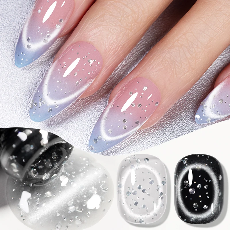 AWStorG Bubble Cat Eye Gel 7.5ml Glitter Magnetic UV Gel Soak Off Clear Sparkly Nail Gel Salon DIY Manicure Nail Art Varnish
